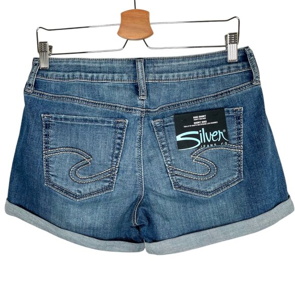 Silver Jeans Womens Curvy Mid Rise Suki Denim Shorts Size 29 Blue - Picture 1 of 9